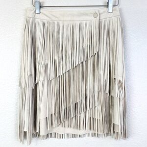 Zara Cream Faux Suede Fringe Skirt Size M